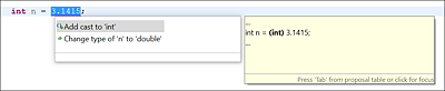 Passt der Typ eines Ausdrucks nicht, lässt er sich mit den Tasten (Strg)+(1) korrigieren.