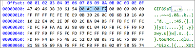 Die ersten Bytes eines GIF-Bildes im HEX-Editor