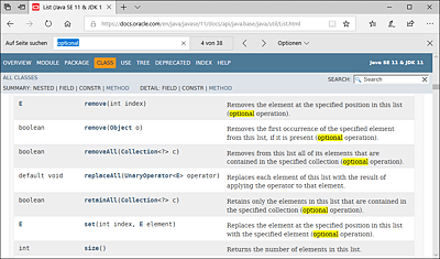 Optionale Operationen in der Schnittstelle »java.util.List«